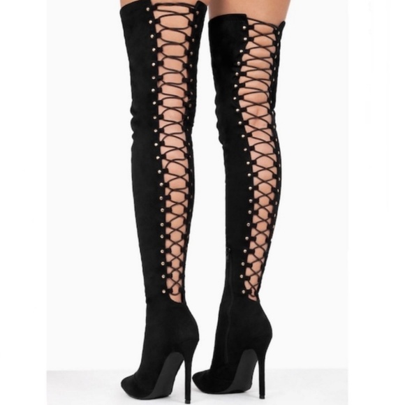 📣SOLD📣Forever ThighHigh Lace Up Boots - Picture 4 of 4